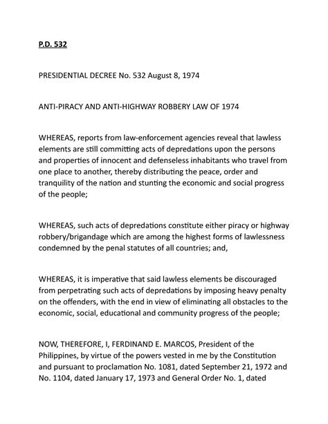 p.d. no. 532|Presidential Decree No. 532: Anti.